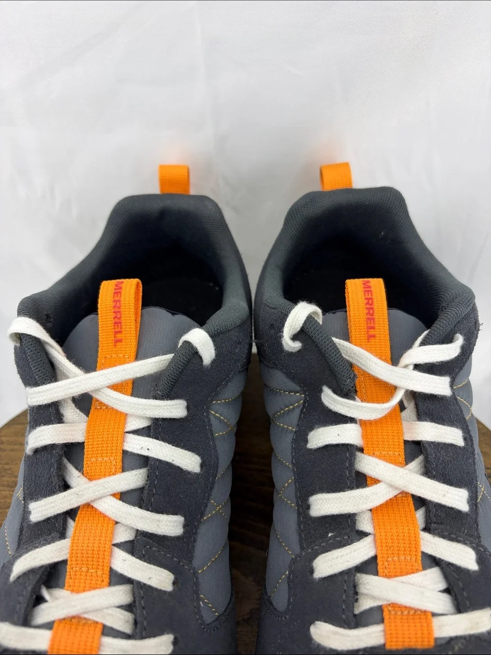 Merrell Alpine Sneaker Retro Tennis Shoes in Ebony w/ Orange Accents, Mens 10.5